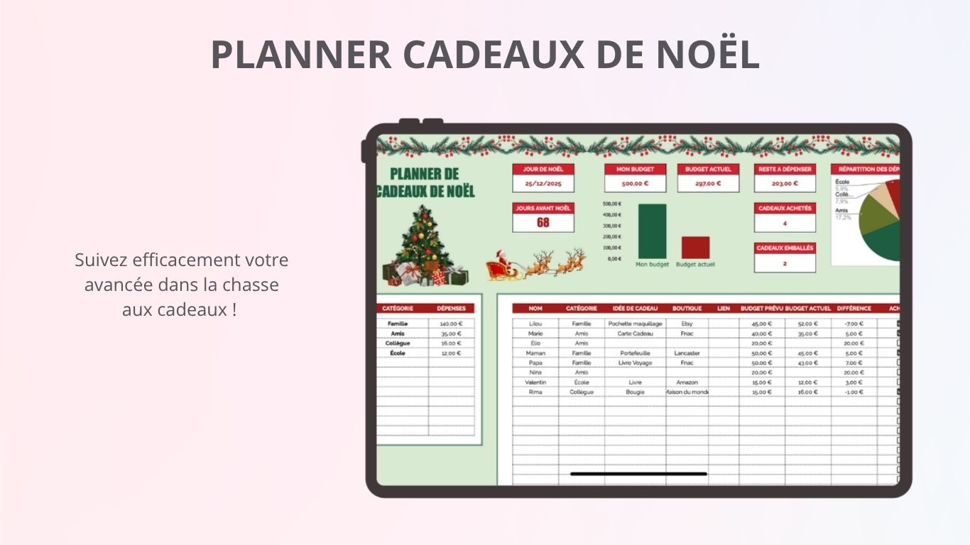 Planner Cadeaux De Noël (Google Sheets)
